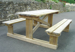 T frame treated pine outdoor picnic tables
